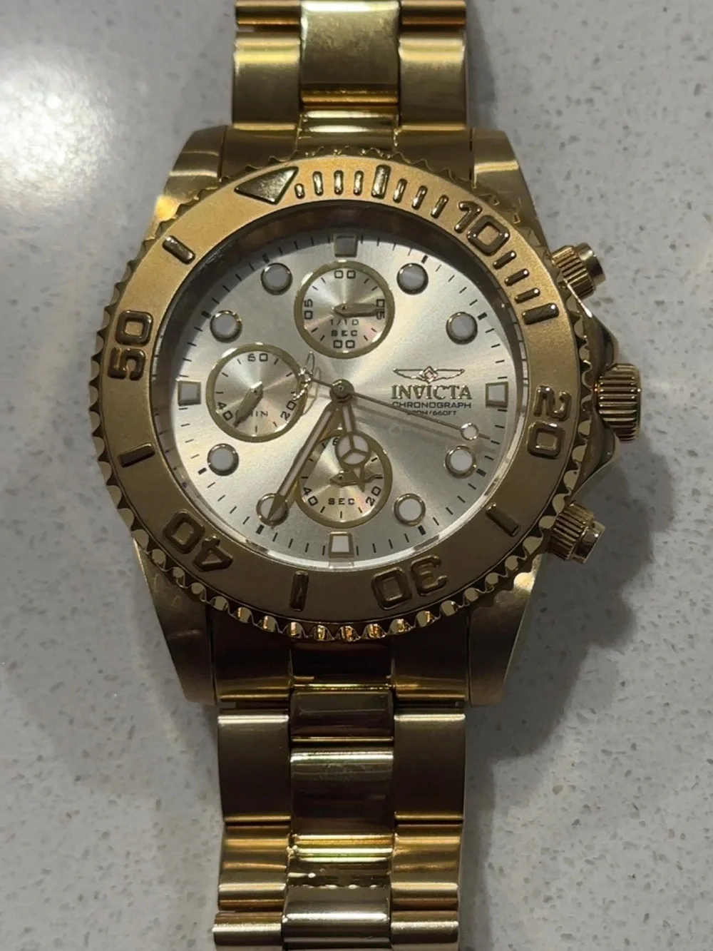 Invicta Pro-Diver Men’s Gold Tone Chronograph Wristwatch. Water resistant 200M.